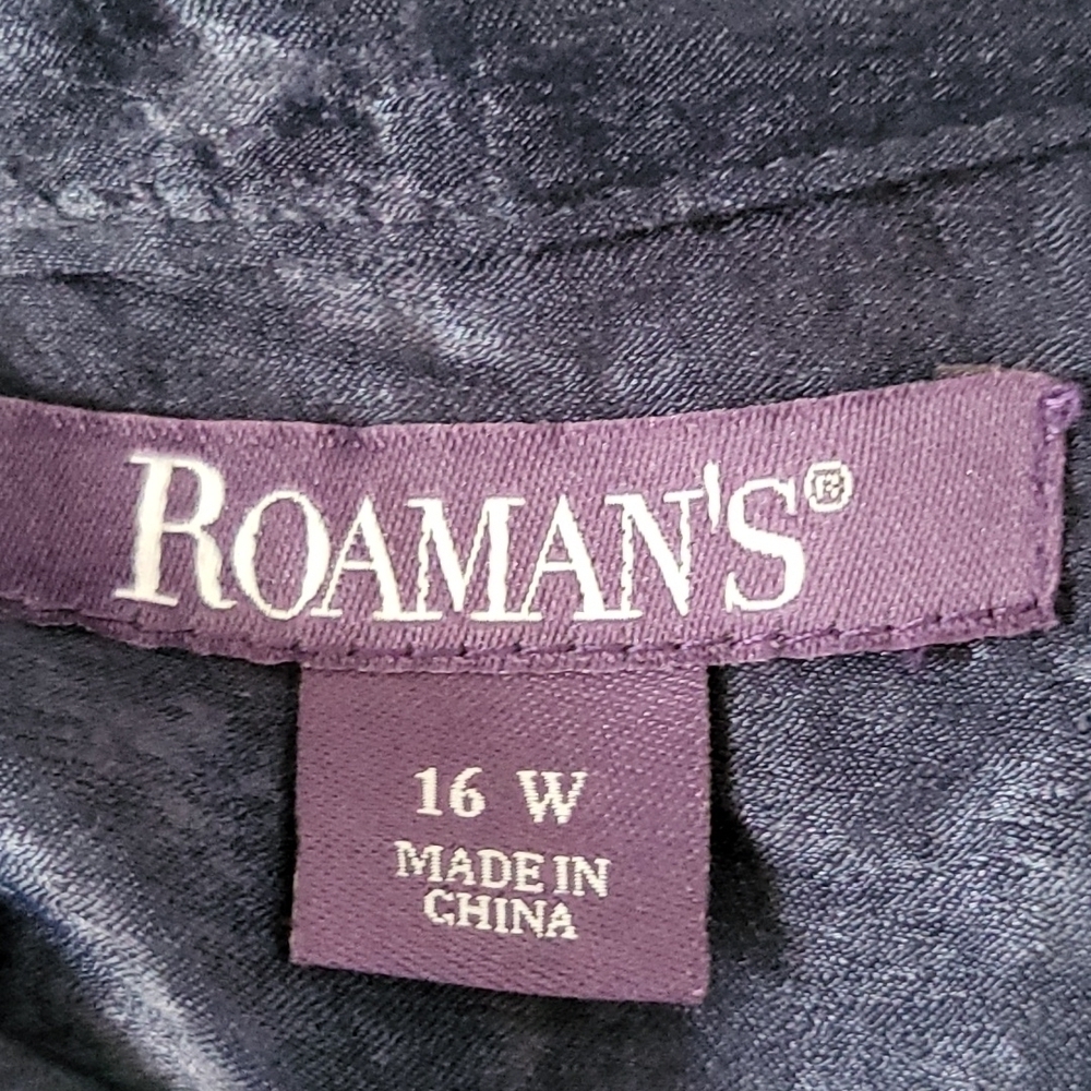 Roaman's navy blue button-down blouse NWOT - Picture 10 of 11